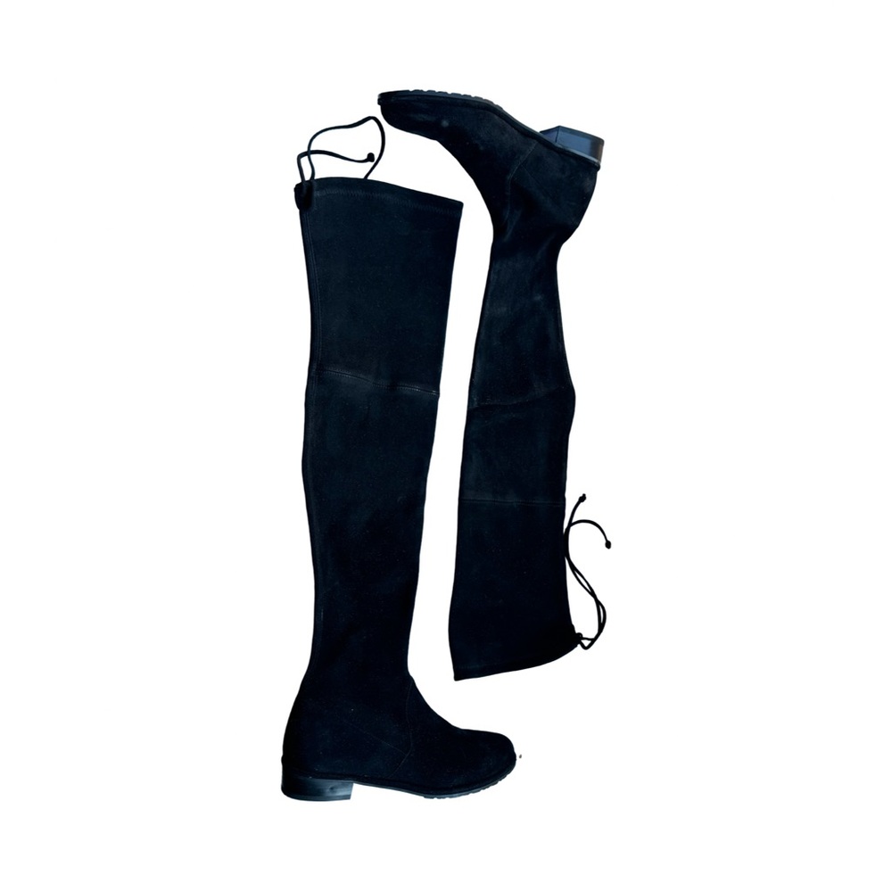 Stuart Weitzman Black Over-the-Knee Lace-Up Suede Boots
